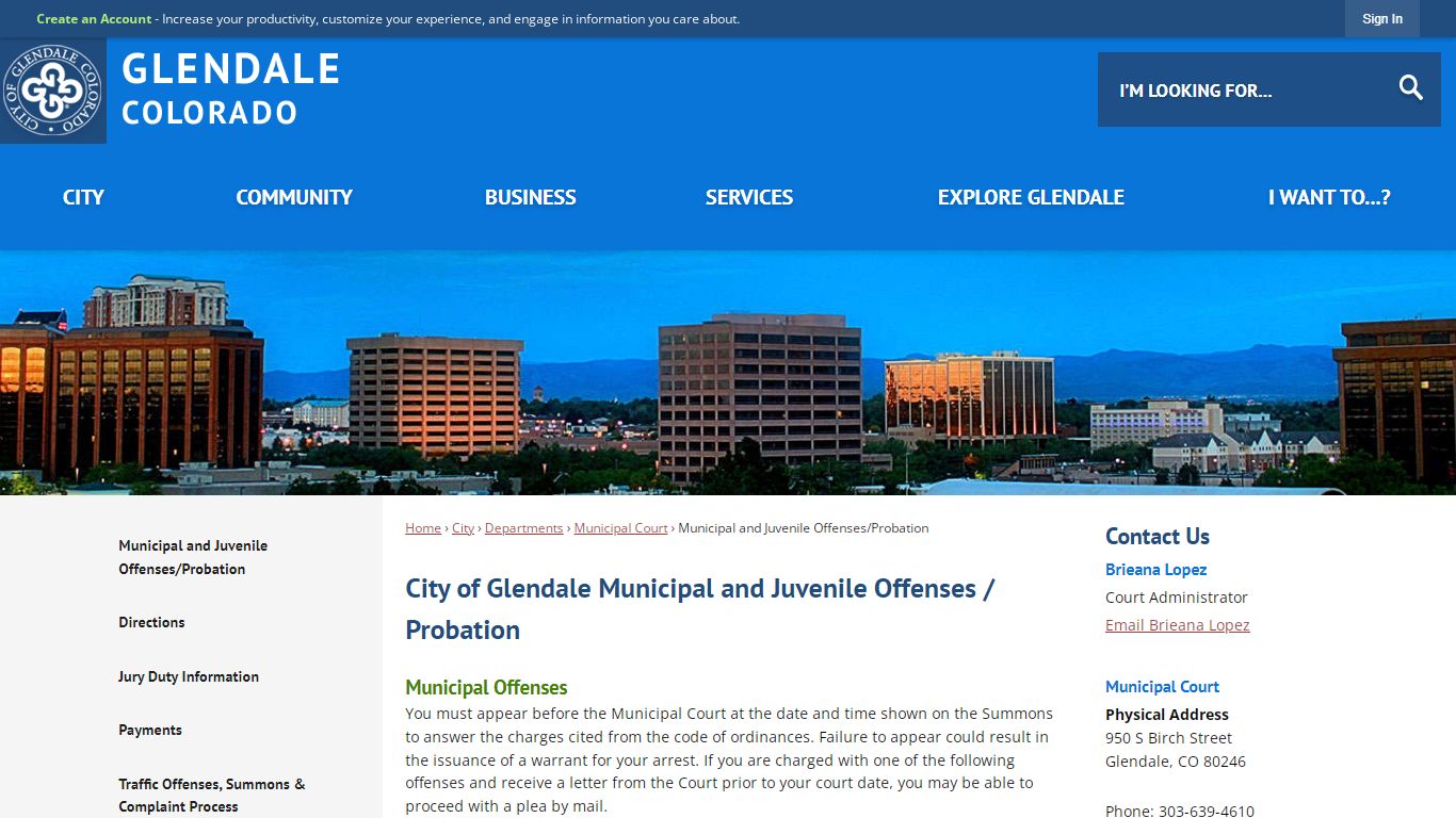 City of Glendale Municipal and Juvenile Offenses / Probation